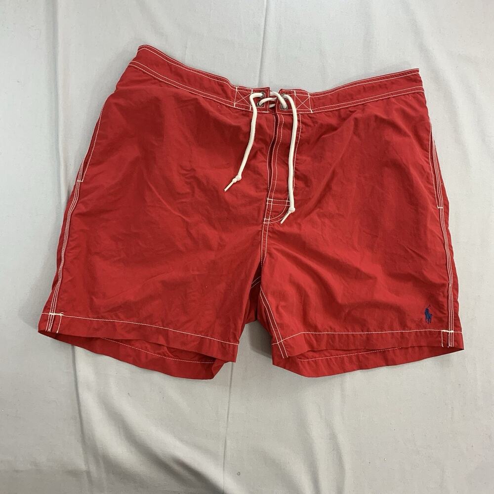 Polo Ralph Lauren Swim Trunks Mens Size XL Red Mesh Lined Shorts Pony